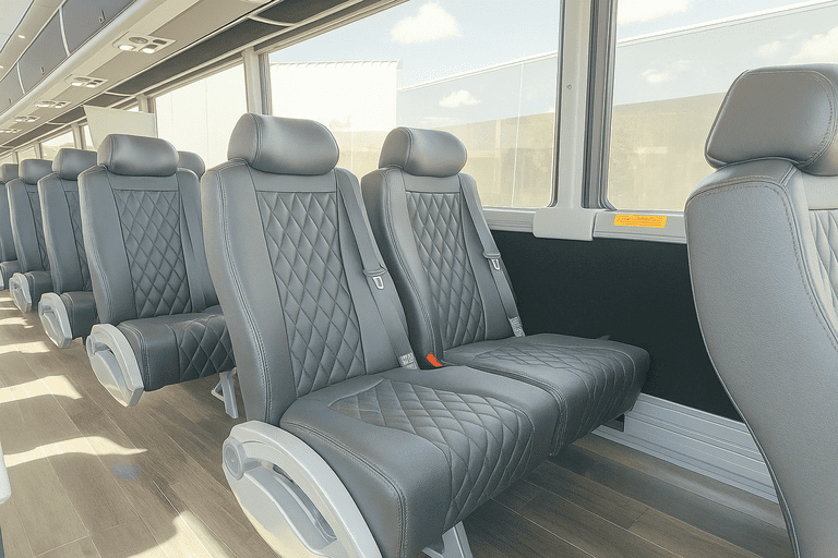 interior of Sunrise Coach Bus Service charter bus