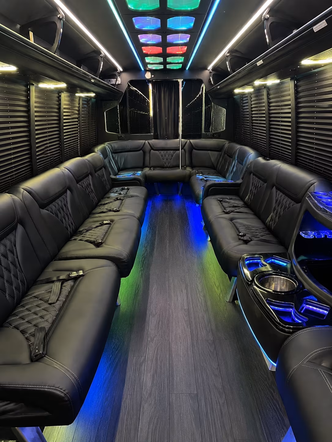 sunrise 20 passenger party bus interior