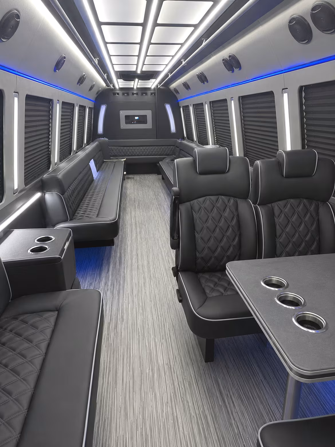 sunrise 25 passenger party bus inside