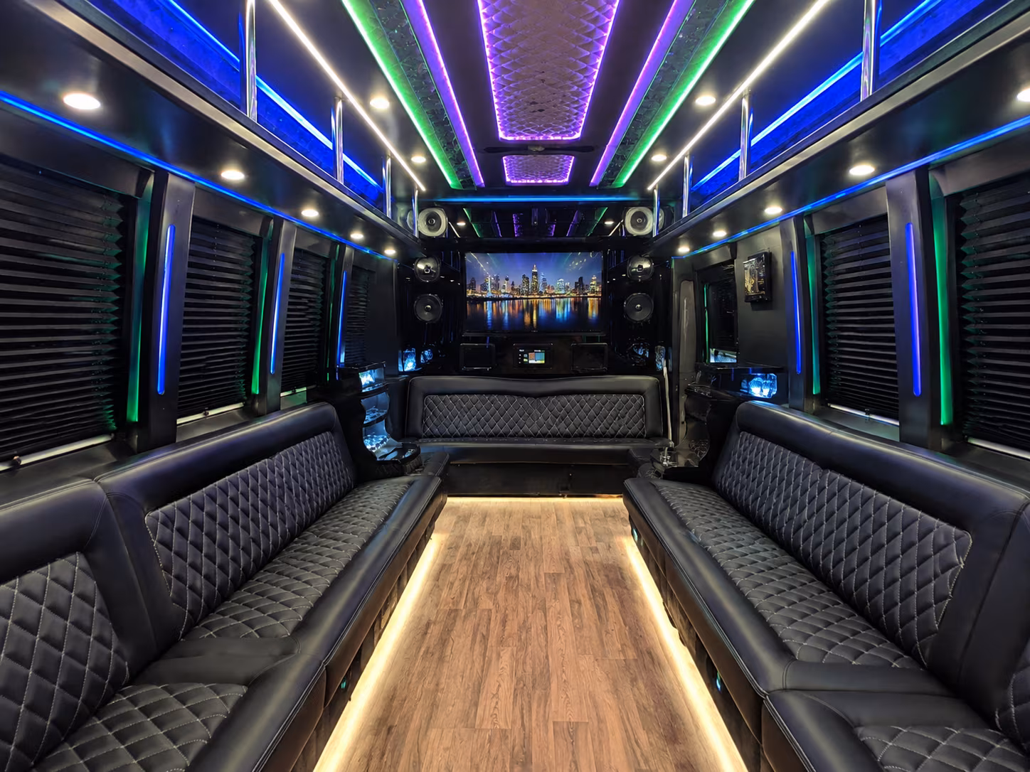 sunrise 25 passenger party bus interior