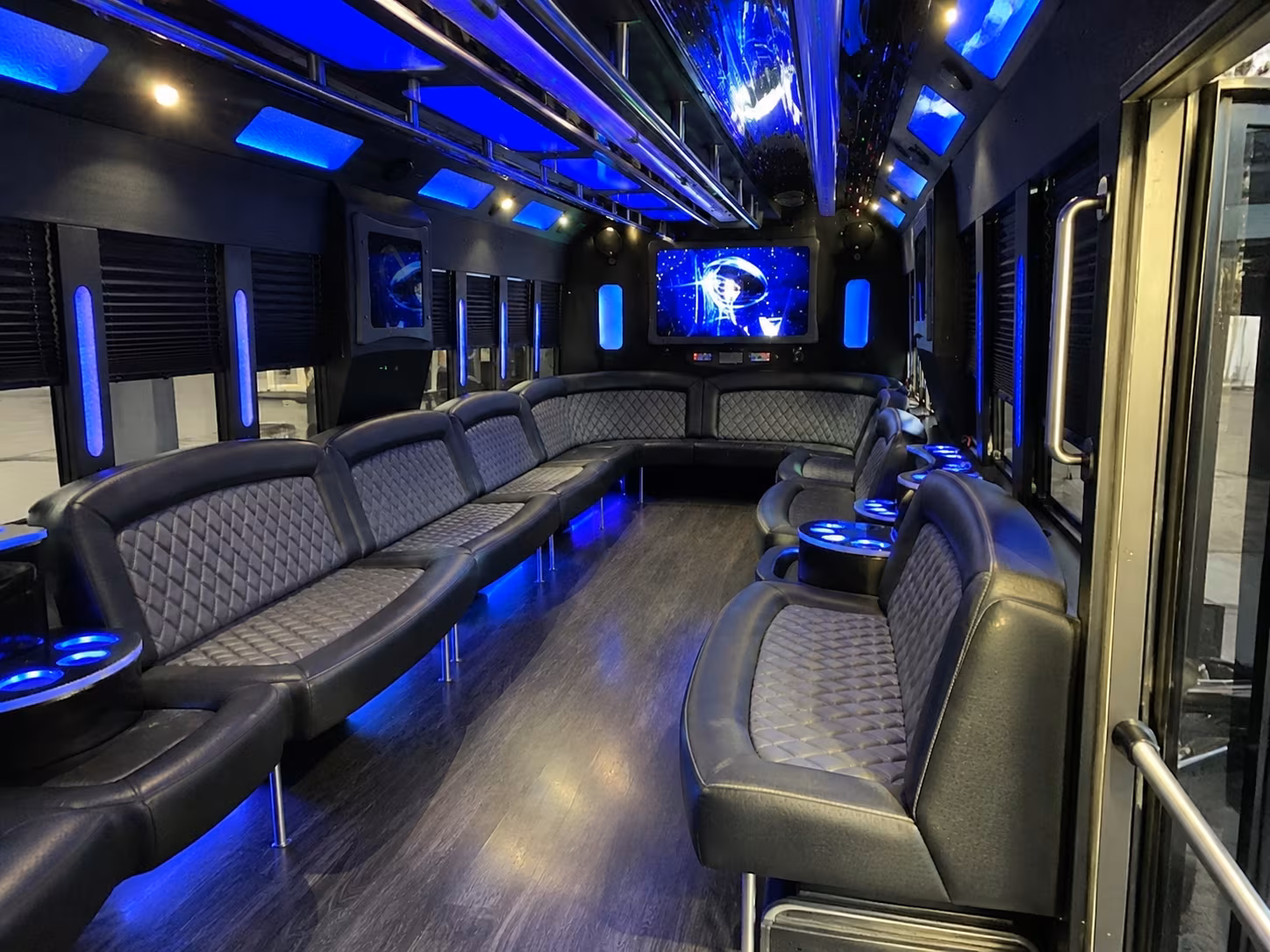 sunrise 28 passenger party bus interior