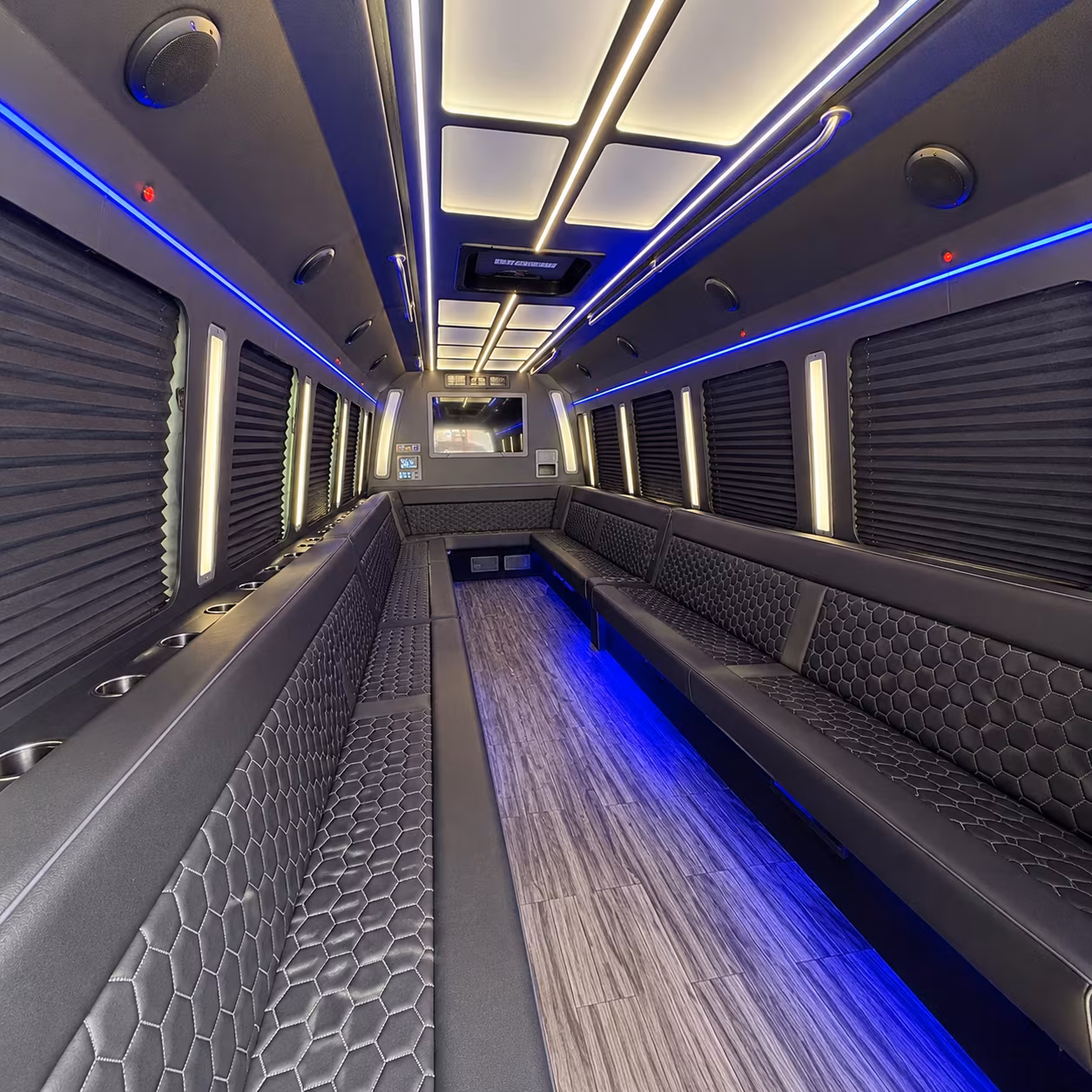sunrise 30 passenger party bus interior