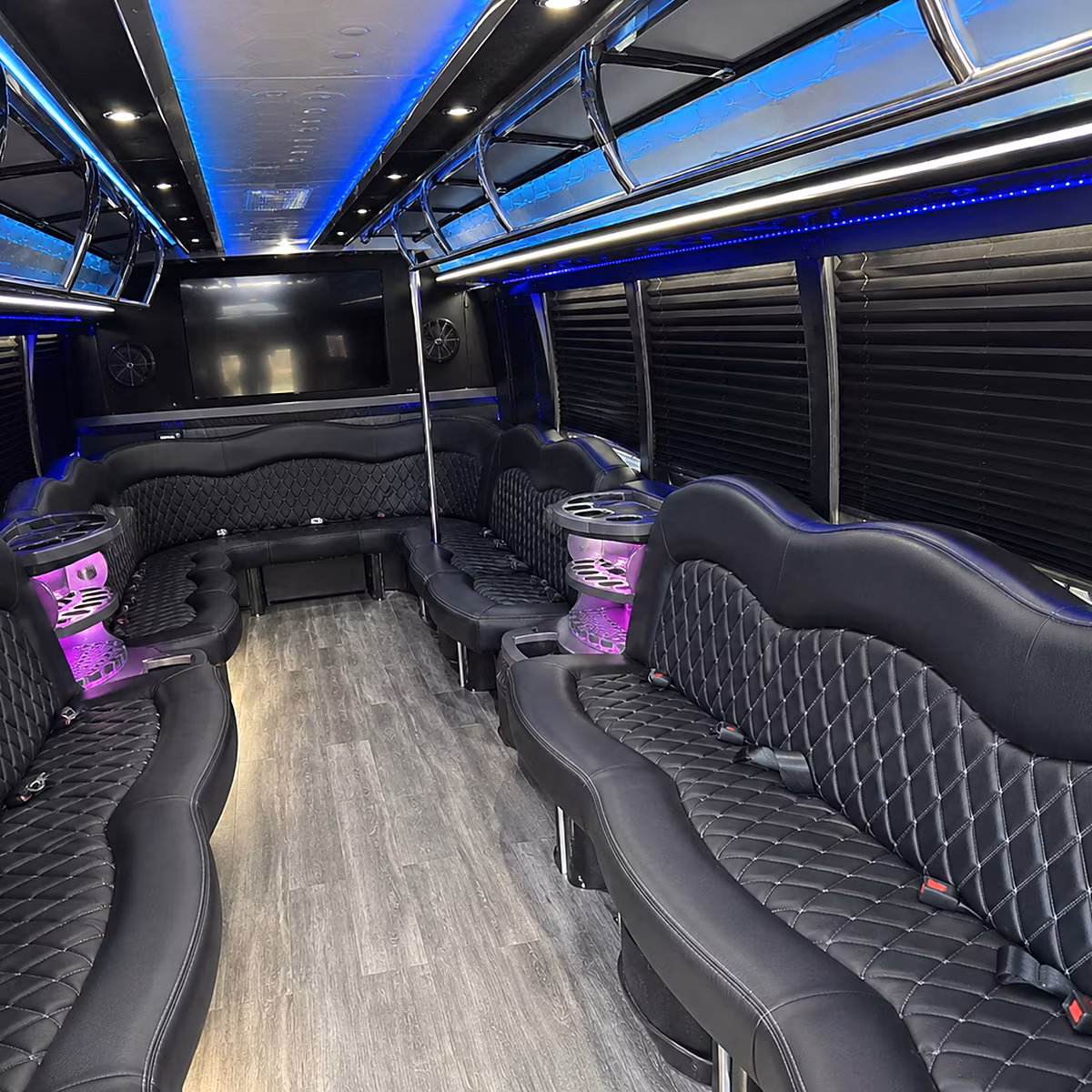 sunrise party bus rental interior
